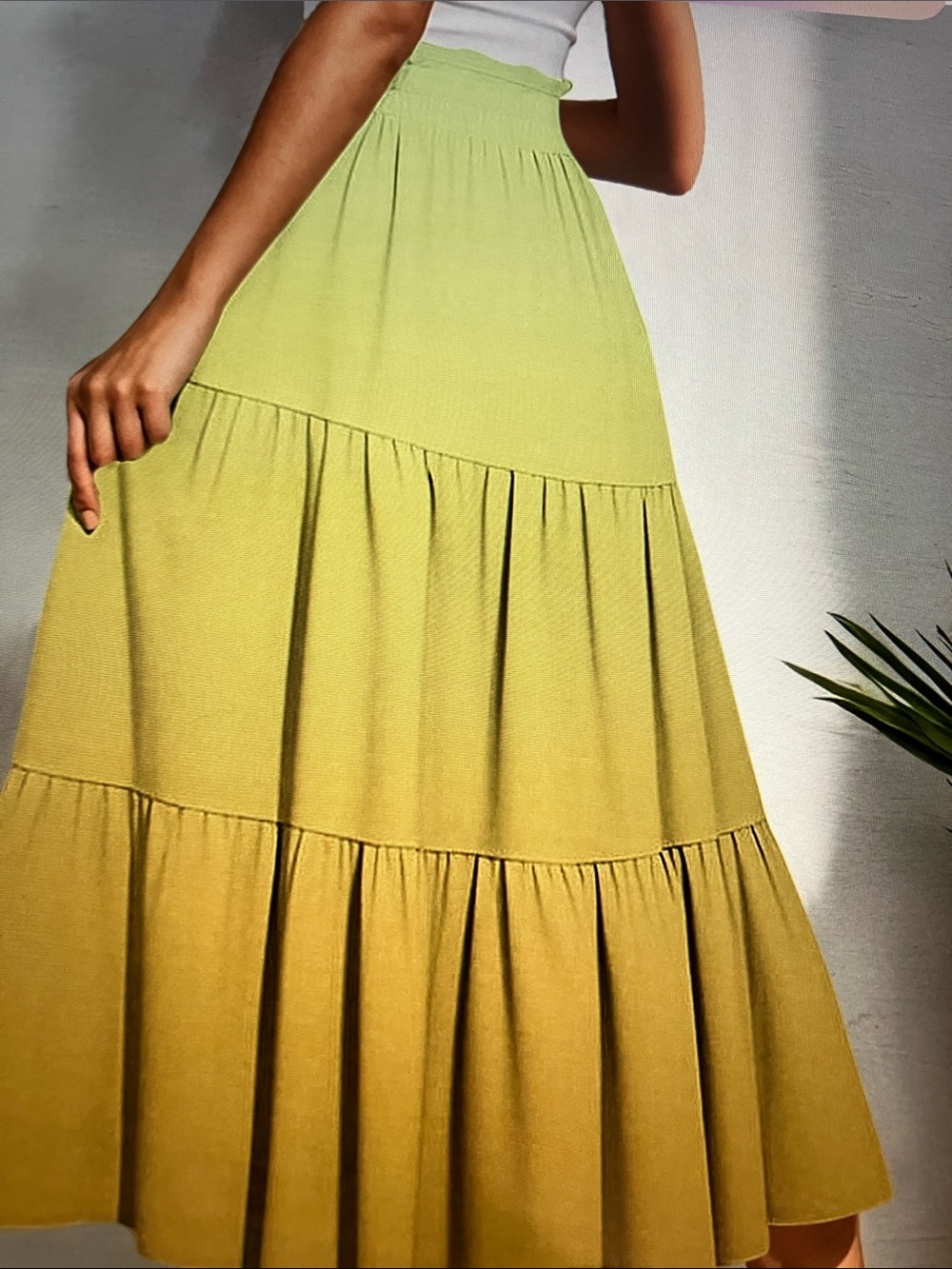 Haute Monde Light Green Tiered Maxi Skirt